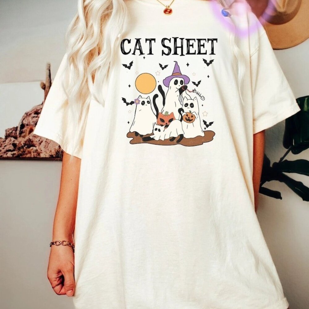 Black Cat Halloween, Ghost Cat, Halloween, Halloween Cat Shirt - Picture 1 of 3